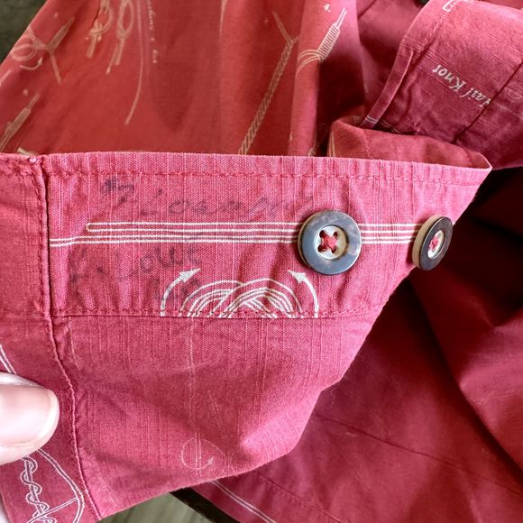 Columbia Shirt Men Large Red Vintage River Lodge Red Knots Print Outdoor Boating - Picture 9 of 9